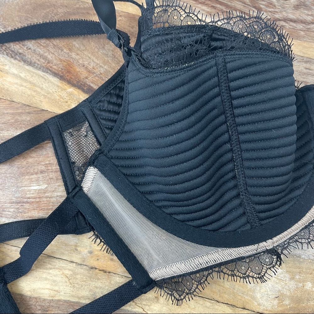 SOLD l 36C Dream Angels Ribbed Chantilly Lace Ribbons Balconet Bra - Picture 9 of 15